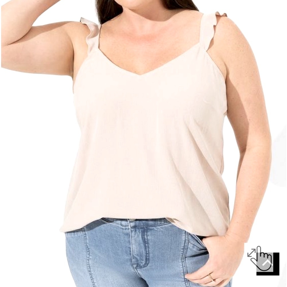 🤎🤎Torrid Washable Crinkle Gauze V-Neck Ruffle Strap Tank